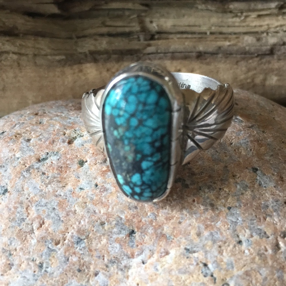 SOLD Vintage Navajo Native Turquoise Ring 11 1/4 - Picture 5 of 11